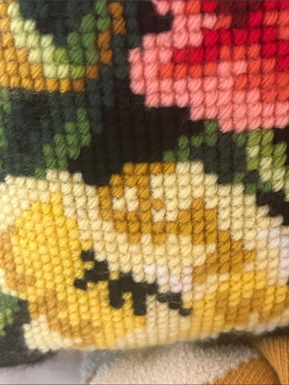 Vintage Orchidea Floral Needlepoint Pillow Already Finished